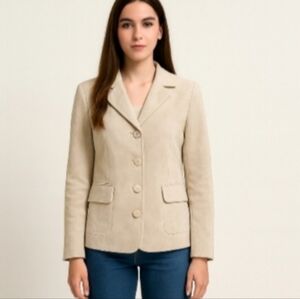 Liz Claiborne Cream Faux Suade Jacket Suze 6 Pit to Pit 19in 22in in length